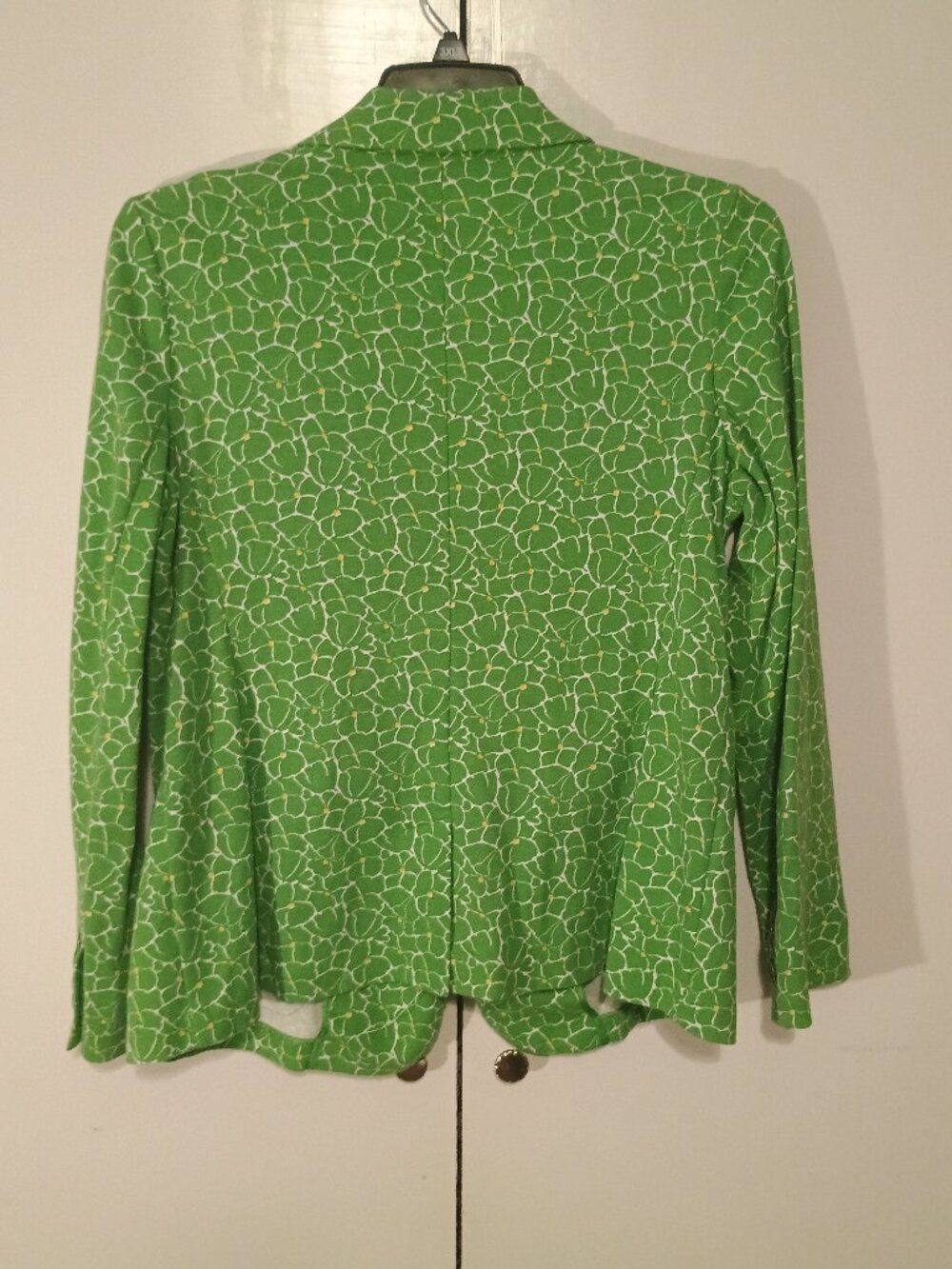 Talbots Woman 1X Green Floral Cotton Blend Blazer Jacket One Button Spring - Picture 3 of 8